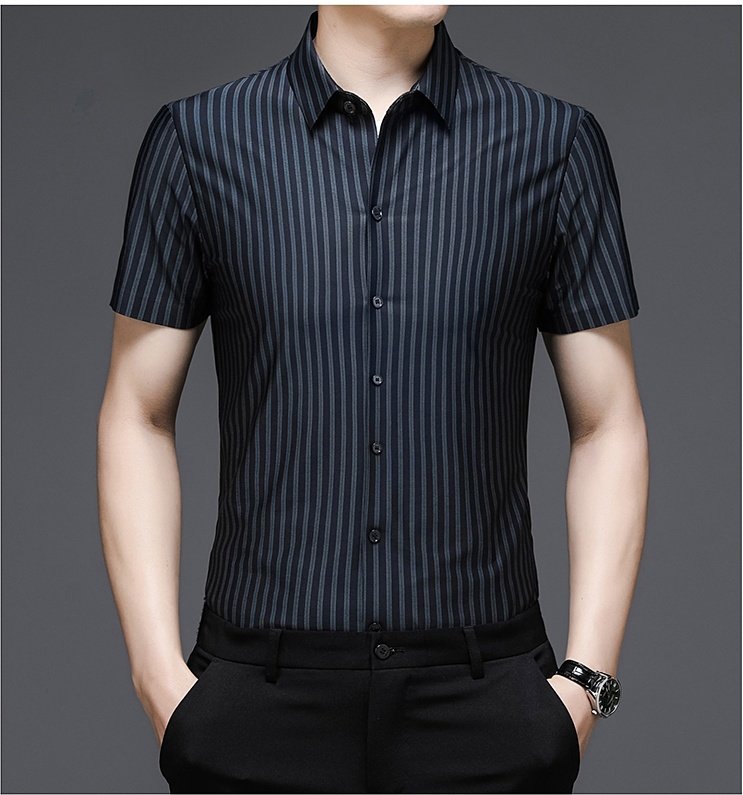Woodpecker Silk Shirt Men''s Short Sleeve Middle-aged - Image 2