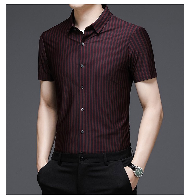 Woodpecker Silk Shirt Men''s Short Sleeve Middle-aged - Image 5