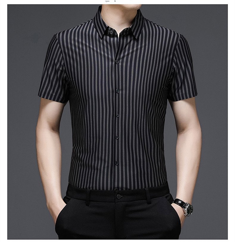 Woodpecker Silk Shirt Men''s Short Sleeve Middle-aged - Image 4